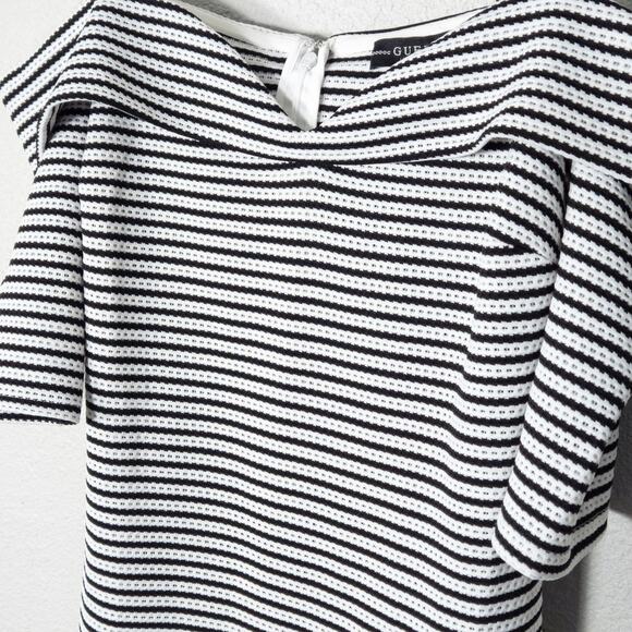 NEW Guess Women’s Dress Medium Minimal Coastal Preppy Monochrome Stripe Bodycon - Picture 3 of 9